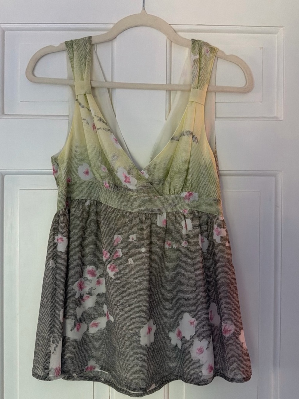 naf naf - Floral v-neck top, side zipper closure, size Eur 38/medium